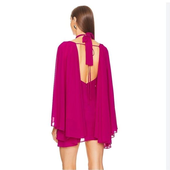 NWT Michael Costello Revolve Constance Mini Dress Fuschia pink chiffon S - Picture 3 of 14